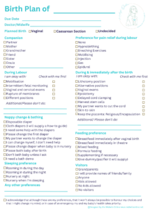 Birth plan colour